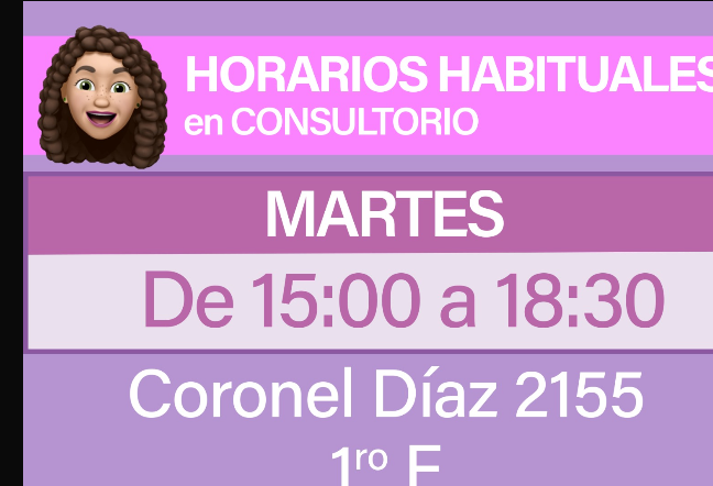 Horarios habituales en mi consultorio.